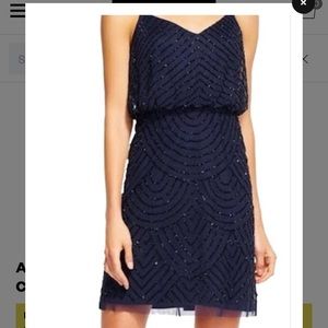 Navy Adriana Pappel Beaded blouson dress - size 10